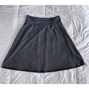 Tranquility Womens Skirt Pull-On Gray with Black Stripes Stretch Size Small